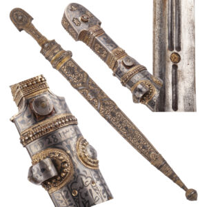 Caucasian Kindjal Dagger with Silver Niello Decoration, Haji Ali, 1348 AH