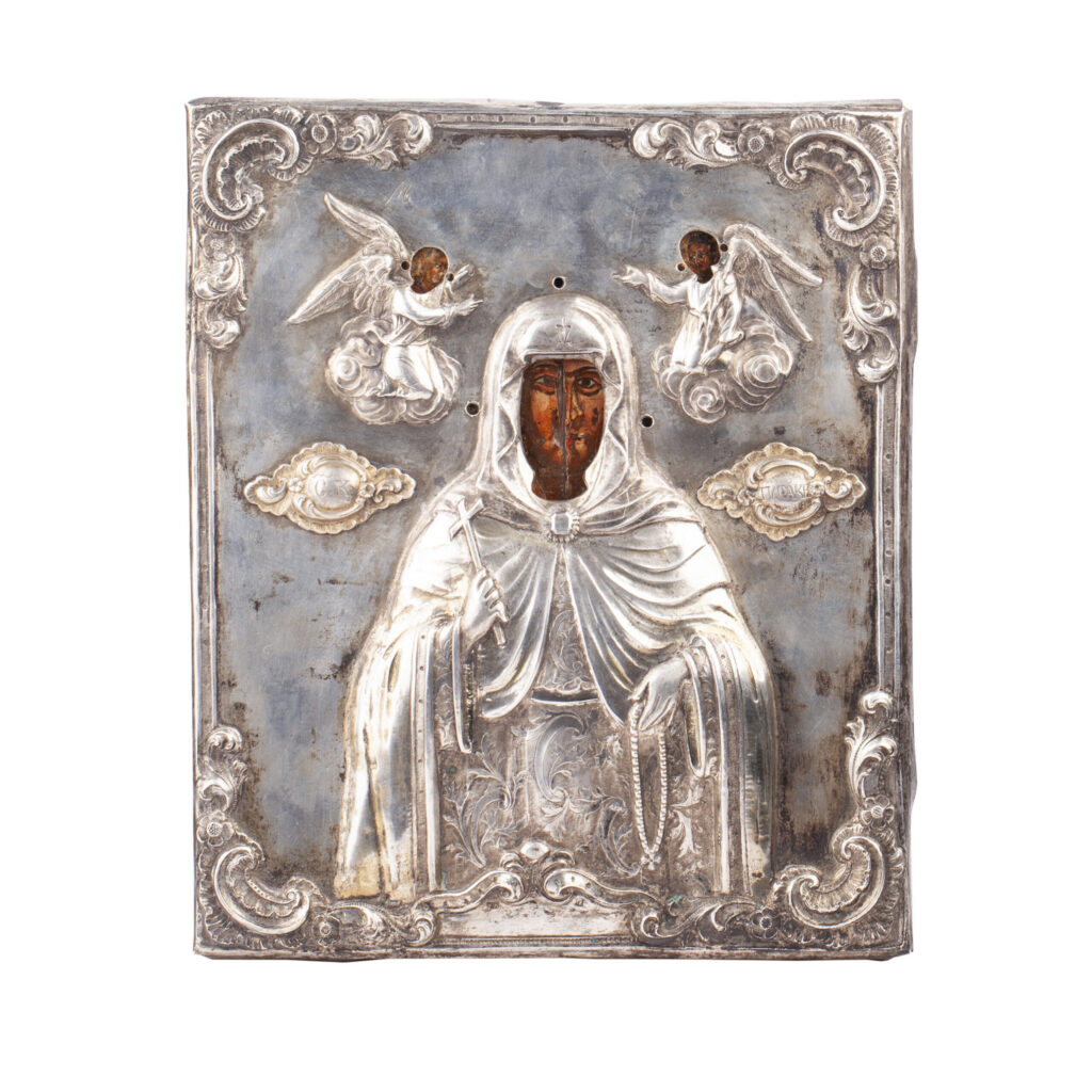 Icon of the Holy Martyr Paraskeva with Silver Riza, Balkans, 17th–18th Century