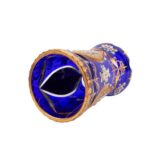 Cobalt Blue Bohemian Art Glass Beaker with Gilded and Enamel Floral Decoration, c. 1900 - view 5