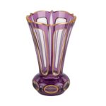 Bohemian Amethyst Glass Vase with Cut Panels and Gilt Ornament, 19th Century - view 2