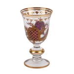 Bohemian Glass Goblet with Gilt Scrollwork and Violet Lattice Decoration, 19th Century - view 2