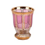 Bohemian Ruby-Stained Glass Beaker Vase with Gilt Foliate Ornament - view 2