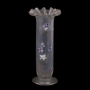 Legras Art Nouveau Glass Vase with Enamelled Violets, France, circa 1900
