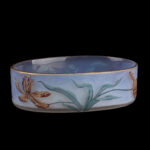 Museum-Quality Daum Nancy Art Nouveau Oval Glass Fruit Bowl with Polychrome Tulips, circa 1900 - view 2