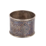 Antique Sterling Silver Napkin Ring with Niello Oriental Decoration - view 2