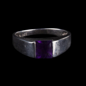925 Sterling Silver Ring with Rectangular Purple Stone