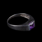 925 Sterling Silver Ring with Rectangular Purple Stone - view 2