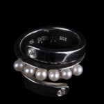 M Saki 925 Sterling Silver Ring with Six Pearls and Clear Stones - view 2