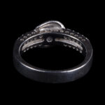 925 Sterling Silver Ring with Large Round Clear Stone and Double Rows of Small Stones - view 2
