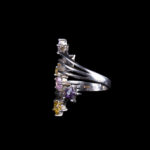 925 Sterling Silver Multi-Band Ring with Pink, Purple and Yellow Star-Shaped Stones - view 2