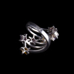 925 Sterling Silver Multi-Band Ring with Pink, Purple and Yellow Star-Shaped Stones - view 3