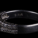 925 Sterling Silver Ring with Large Round Clear Stone and Double Rows of Small Stones - view 4