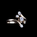 Yellow Gold Ring with White Stone Accents, Unmarked - view 2