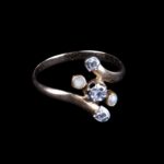 Yellow Gold Ring with White Stone Accents, Unmarked - view 3