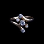 Yellow Gold Ring with White Stone Accents, Unmarked - view 4
